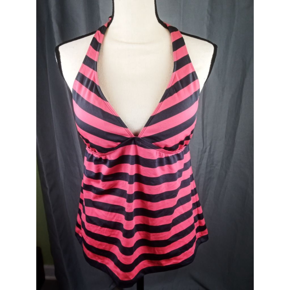 Mossimo Supply Co. Pink and Black Striped Swim Top